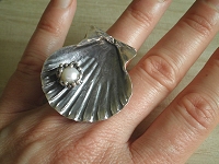 Anello in argento 925 ossidato con Perla