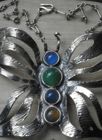 Collana artigianale in argento 925 ossidato con Agate colorate