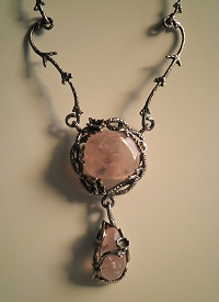 Collana artigianale in argento 925 con quarzo rosa